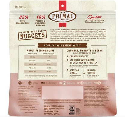 Primal Dog Freeze-Dried Grain Free Pork Recipe Nuggets