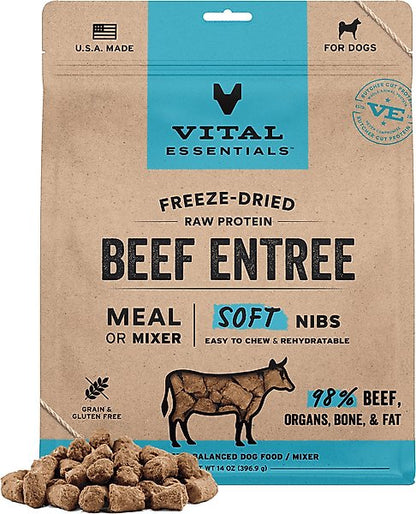 Vital Essentials Freeze-Dried Raw Beef Entree & Mixer Soft Nibs Dog Food