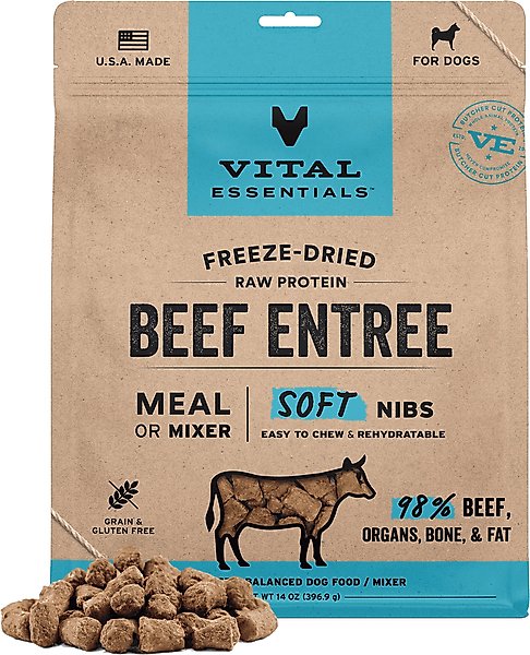 Vital Essentials Freeze-Dried Raw Beef Entree & Mixer Soft Nibs Dog Food
