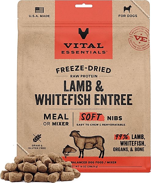 Vital Essentials Freeze-Dried Raw Lamb and Whitefish Entree & Mixer Soft Nibs Dog Food