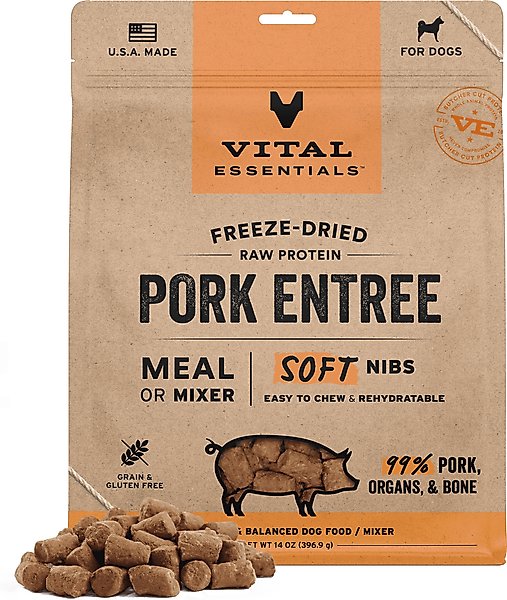 Vital Essentials Freeze-Dried Raw Pork Entree & Mixer Soft Nibs Dog Food