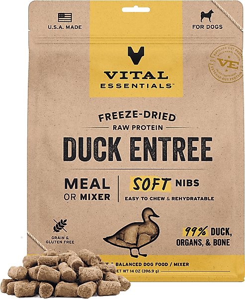 Vital Essentials Freeze-Dried Raw Duck Entree & Mixer Soft Nibs Dog Food