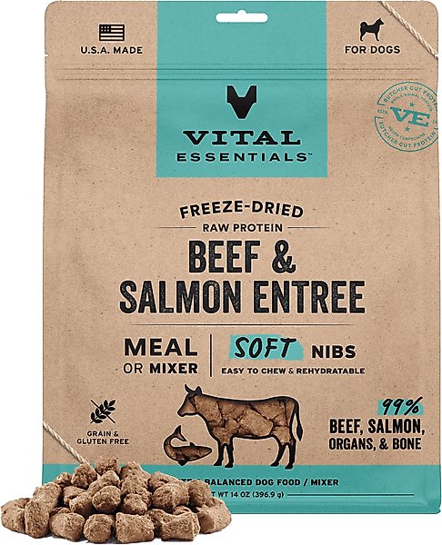 Vital Essentials Freeze-Dried Raw Beef and Salmon Entree & Mixer Soft Nibs Dog Food