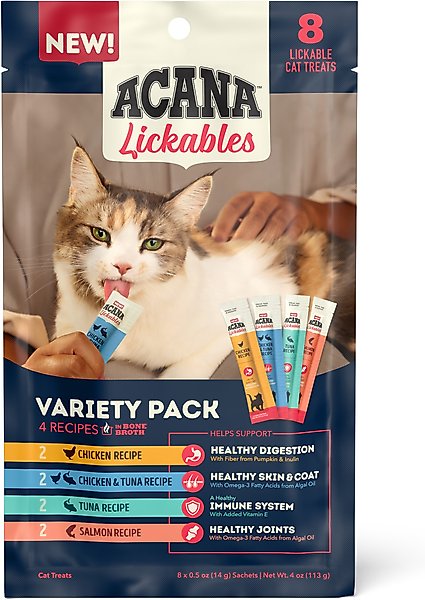 ACANA Lickables Cat Treats Variety Pack, 4 oz., Count of 8