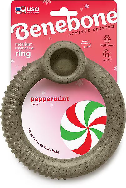 Benebone Holiday Ring Peppermint Flavor Chew Toy