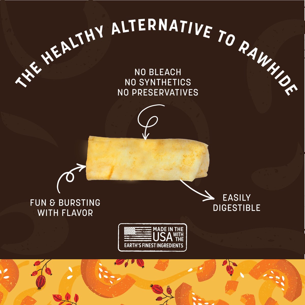 Earth Animal No-Hide Dog Pumpkin Spice Roll Treat