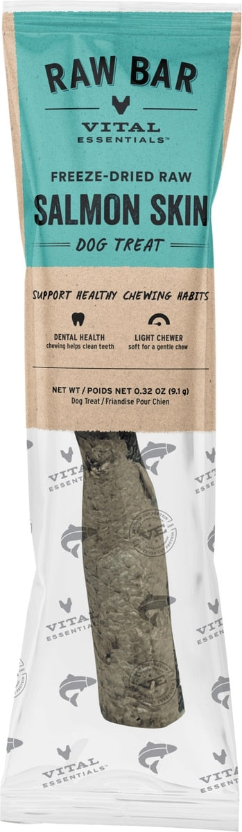 Vital Essentials Raw Salmon Skins Freeze-Dried Dog Treats, Single
