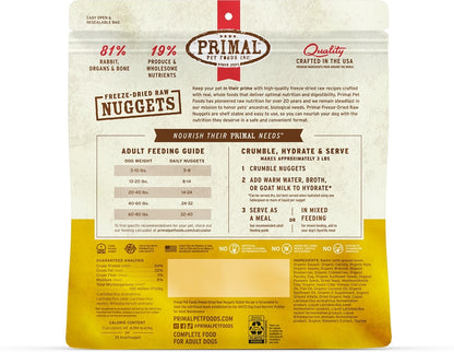Primal Rabbit Formula Nuggets Raw Freeze-Dried Dog Food