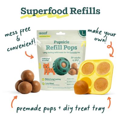 Woof Holiday Pupsicle Long Lasting Interactive Treat Dispensing Dog Toy for Boredom & Low Mess Design, Candy Cane Red