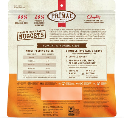 Primal Beef Formula Nuggets Raw Freeze-Dried Dog Food