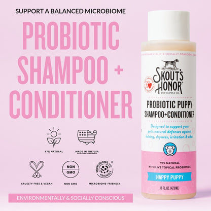 Skout's Honor Happy Puppy Probiotic Cat & Dog Shampoo & Conditioner