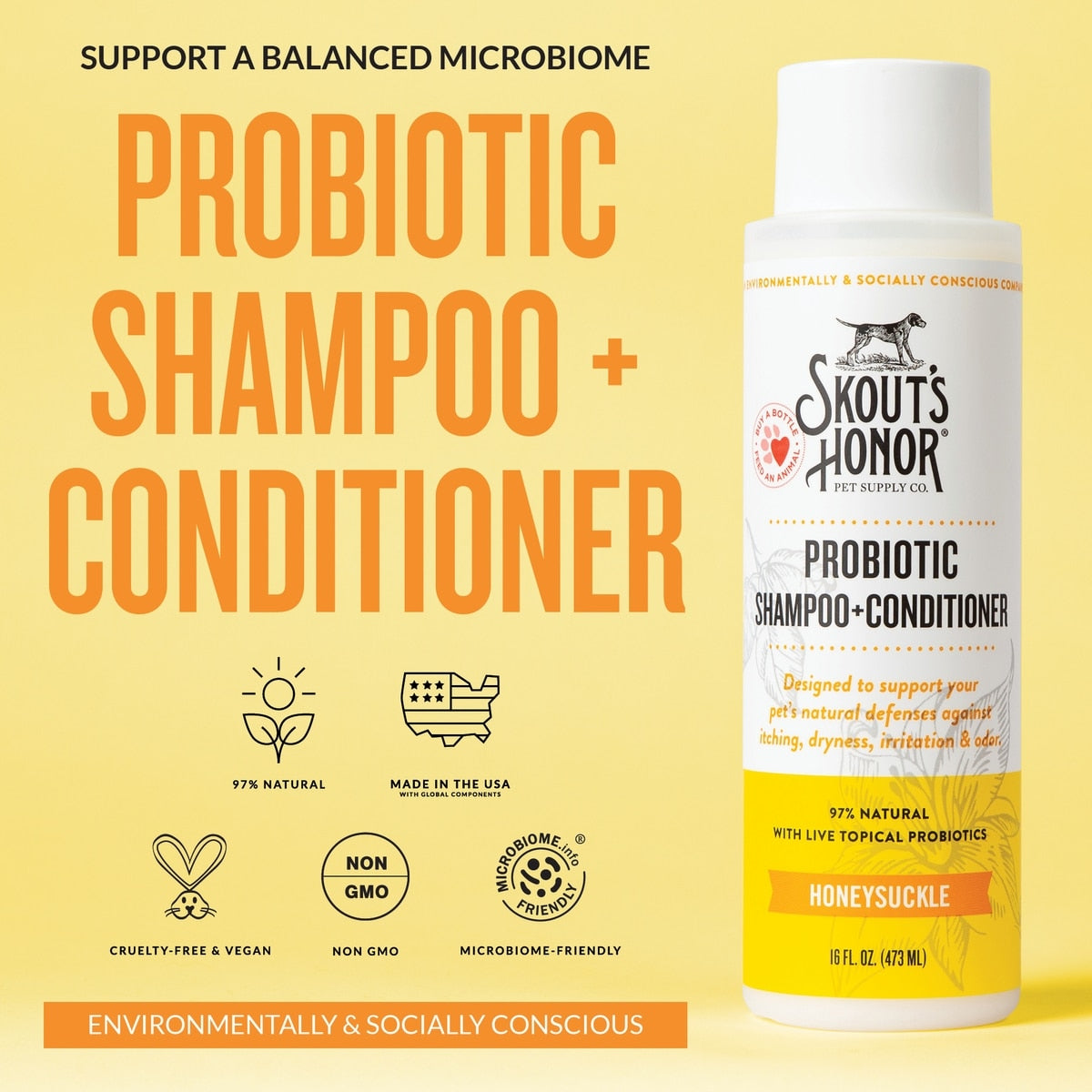 Skout's Honor Probiotic Honeysuckle Pet Shampoo & Conditioner