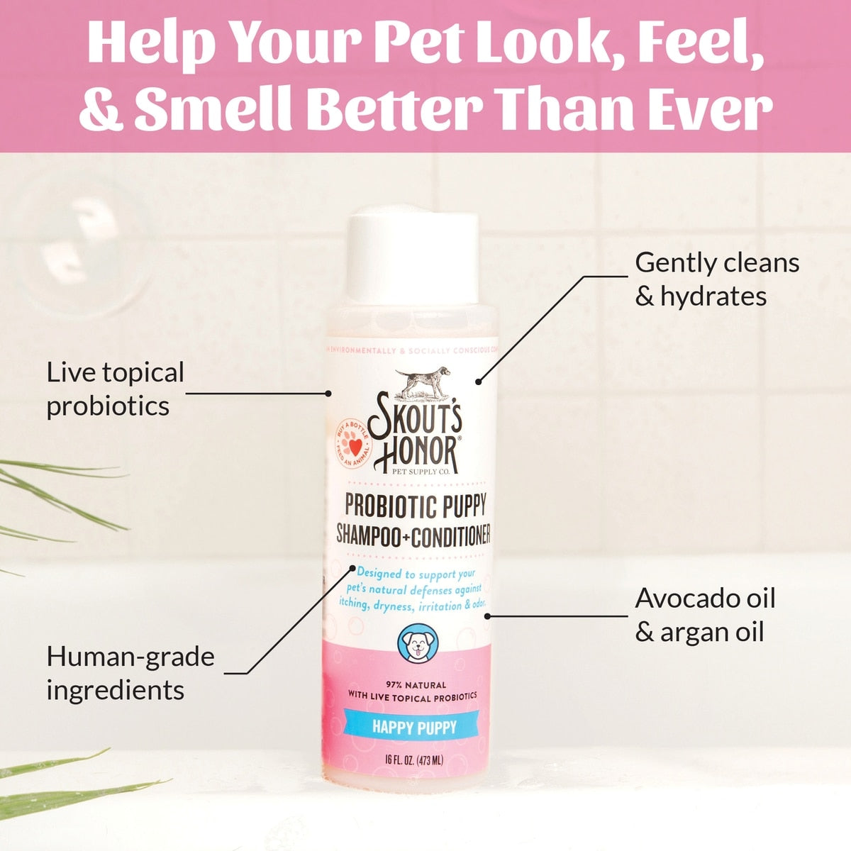 Skout's Honor Happy Puppy Probiotic Cat & Dog Shampoo & Conditioner