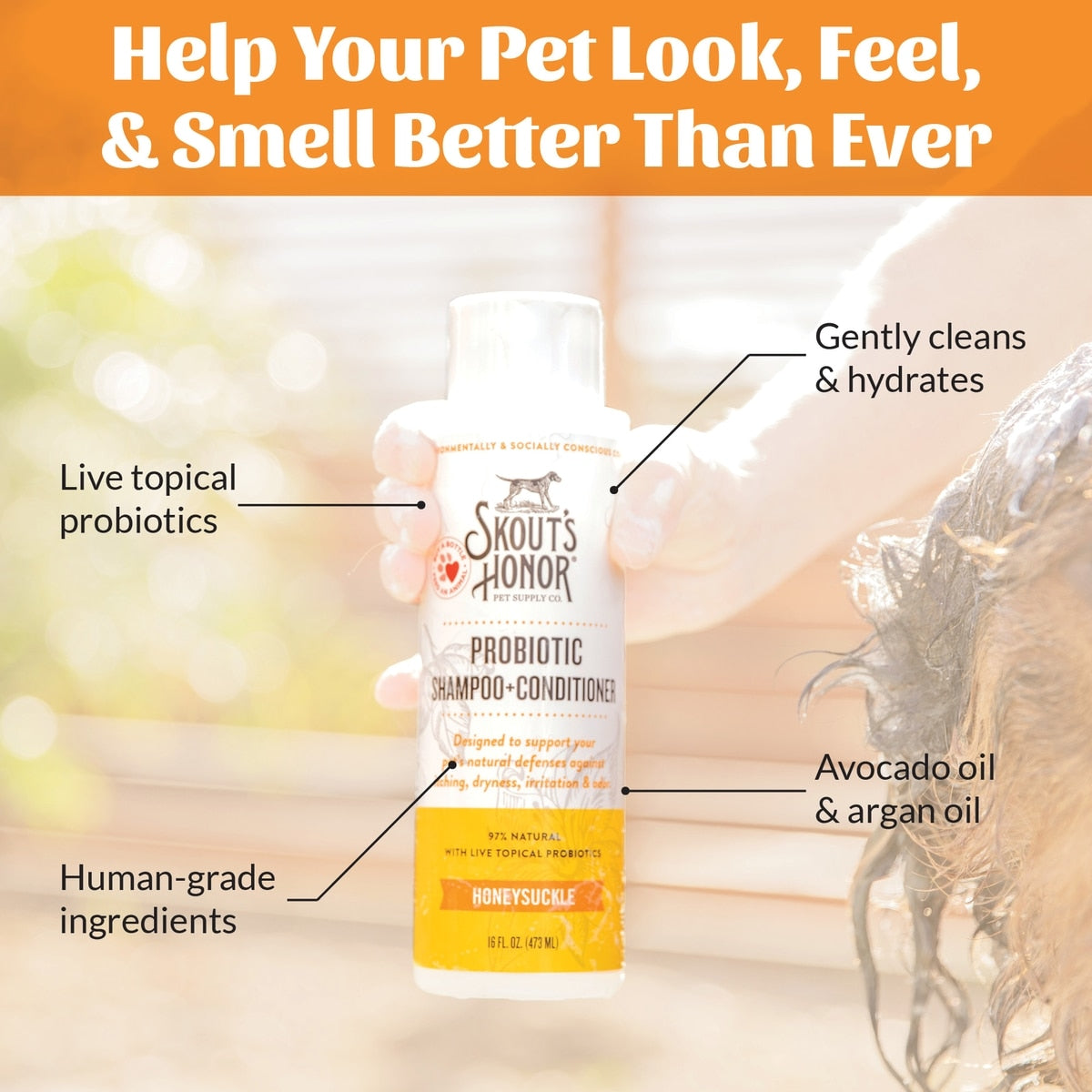 Skout's Honor Probiotic Honeysuckle Pet Shampoo & Conditioner