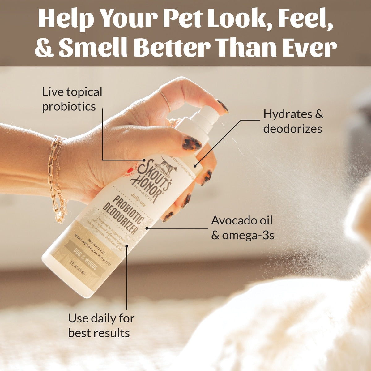 Skout's Honor Dog of the Woods Probiotic Dog Deodorizer, 8 fl. oz.