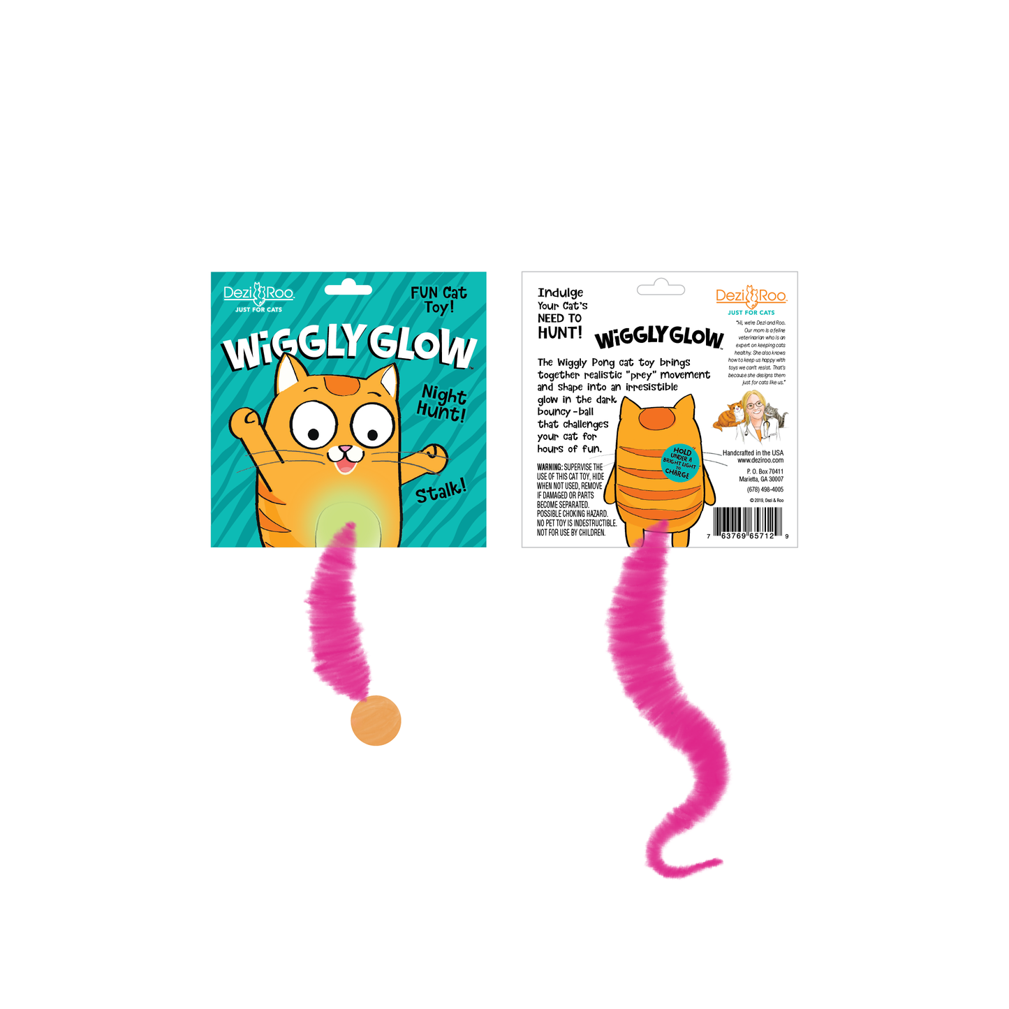 Dezi & Roo Cat Wiggly Glow in the Dark Toy