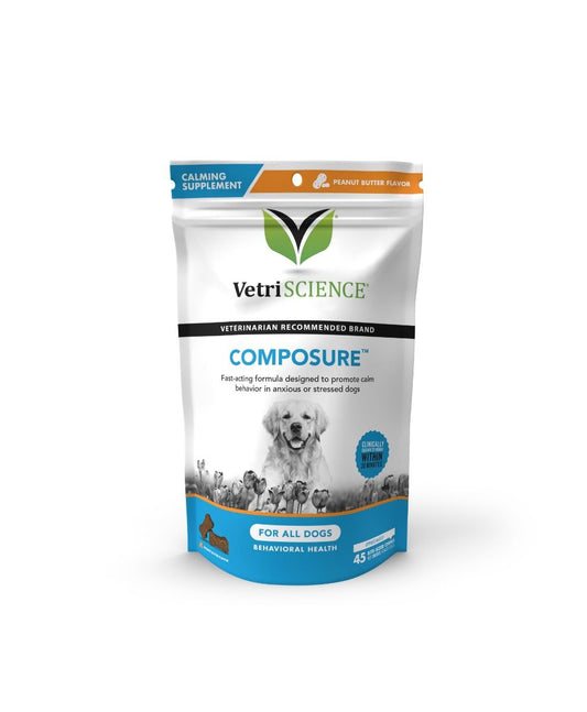 VetriScience Composure Peanut Butter Flavored Chews Calming Supplement for Dogs