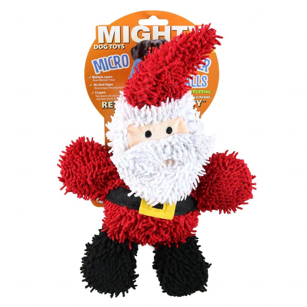 Mighty Microfiber Ball Santa Squeaky Dog Toy, Medium