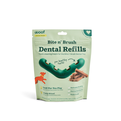 Woof Bite n' Brush Refill Grain-Free Chicken Sticks Adult Dental Dog Chew Treats