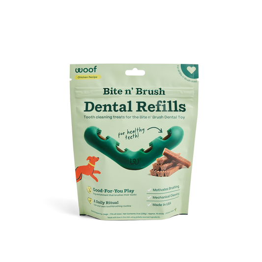 Woof Bite n' Brush Refill Grain-Free Chicken Sticks Adult Dental Dog Chew Treats