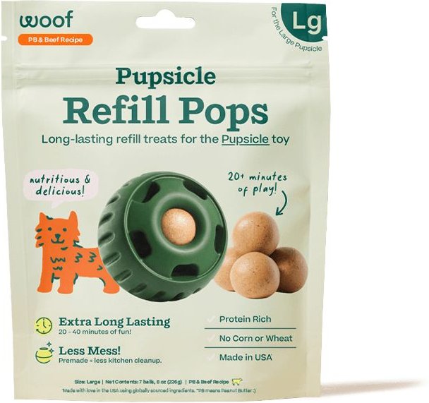 Woof Pupsicle Pops Refills Beef Grain-Free Lickable Dog Treats