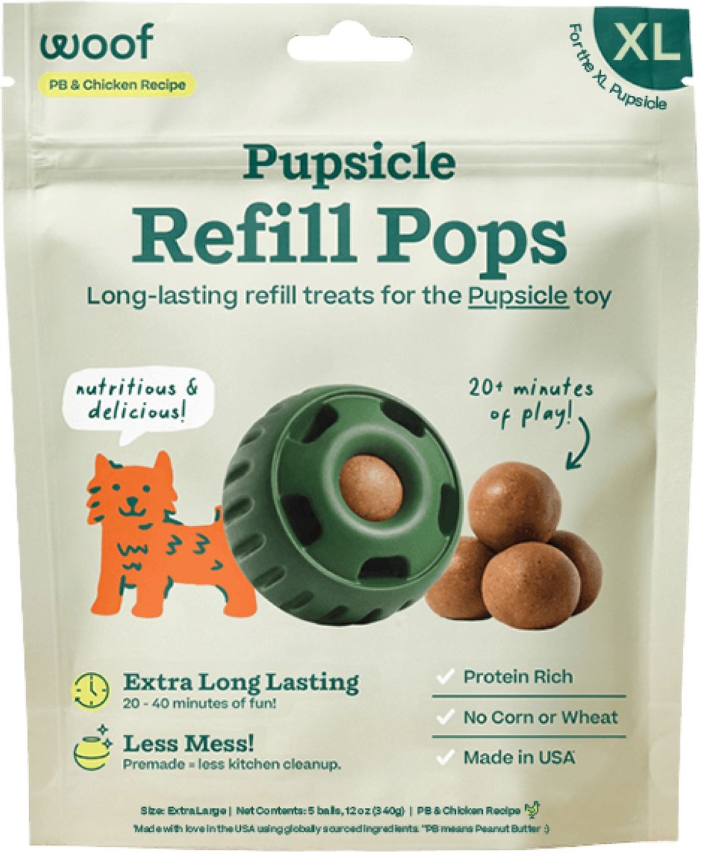 Woof Pupsicle Pops Refills Chicken Grain-Free Lickable Dog Treats