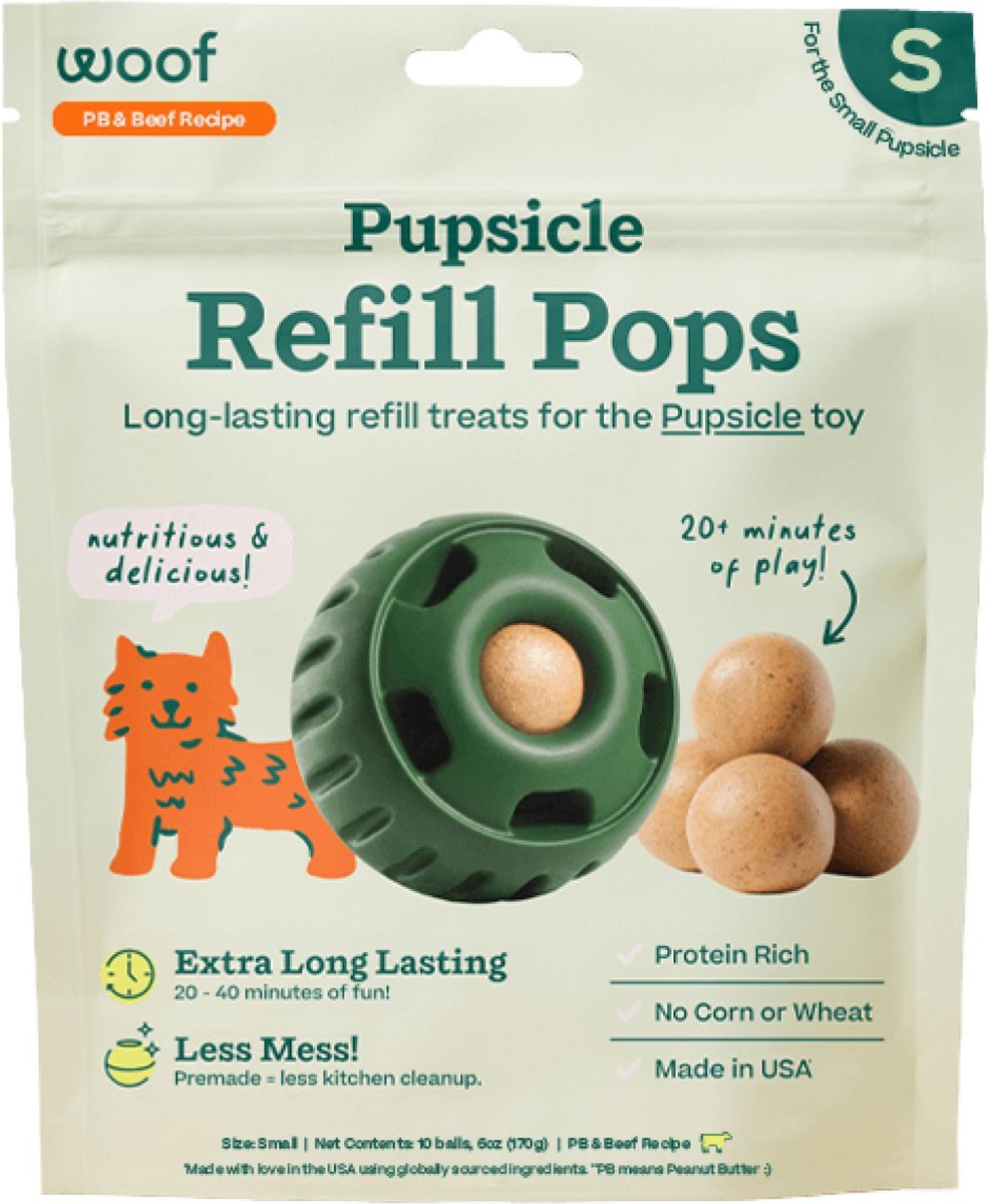 Woof Pupsicle Pops Refills Beef Grain-Free Lickable Dog Treats