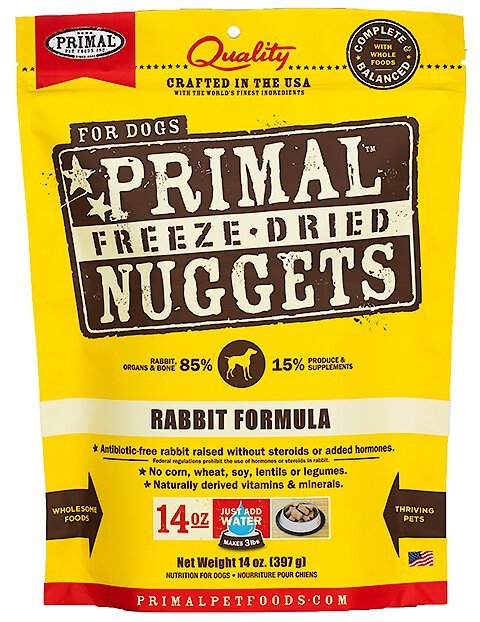 Primal Dog Freeze-Dried Grain Free Rabbit Recipe Nuggets