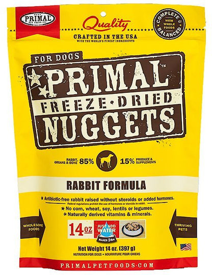 Primal Dog Freeze-Dried Grain Free Rabbit Recipe Nuggets