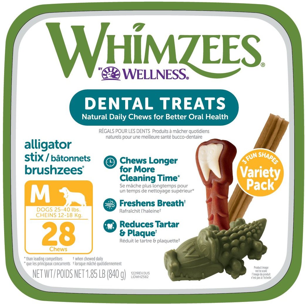 WHIMZEES Dog Variety Pail Natural Grain-Free Dental Dog Treats, Medium