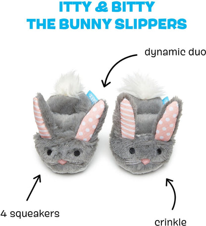 BARK Itty & Bitty The Bunny Slippers 2-in-1 Squeaky Plush Dog Toy