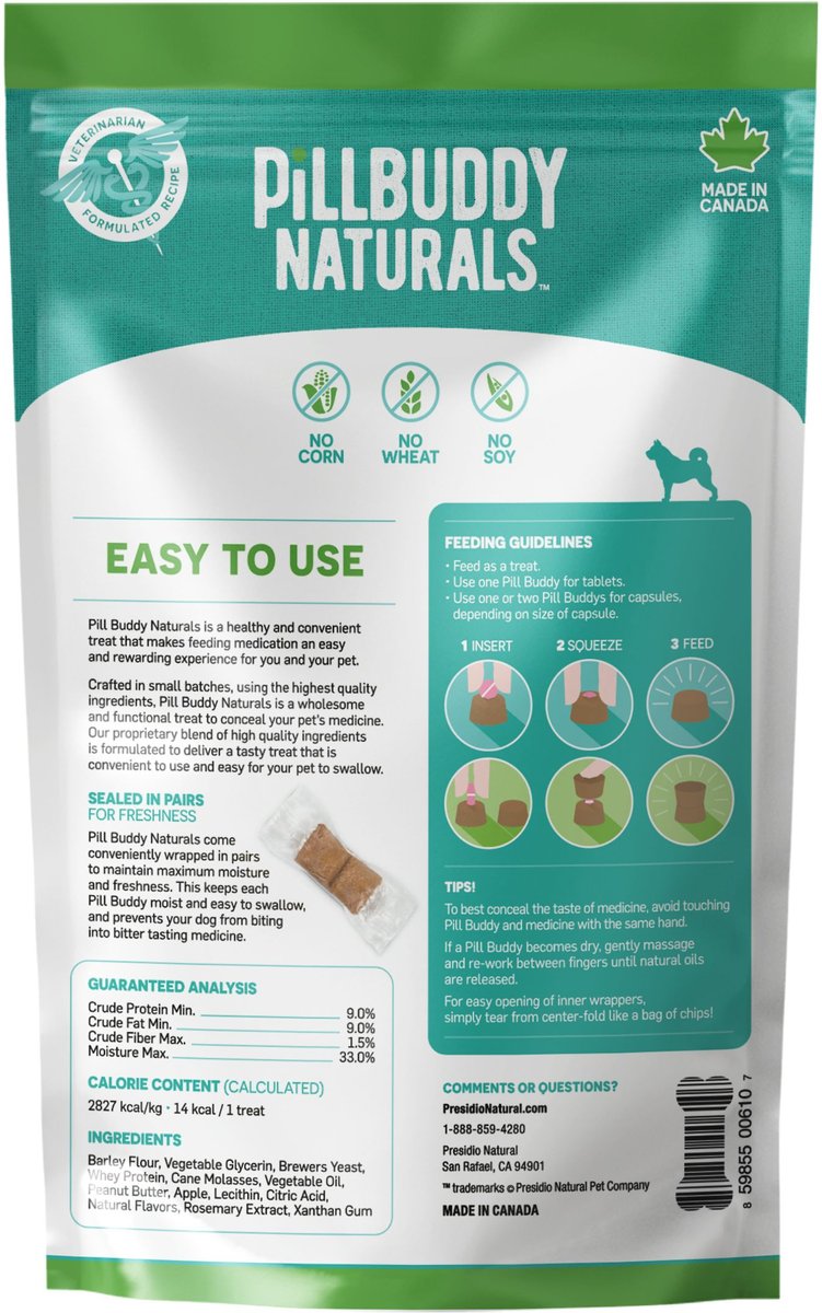 Presidio Dog Pill Buddy Naturals Treats, 30 count