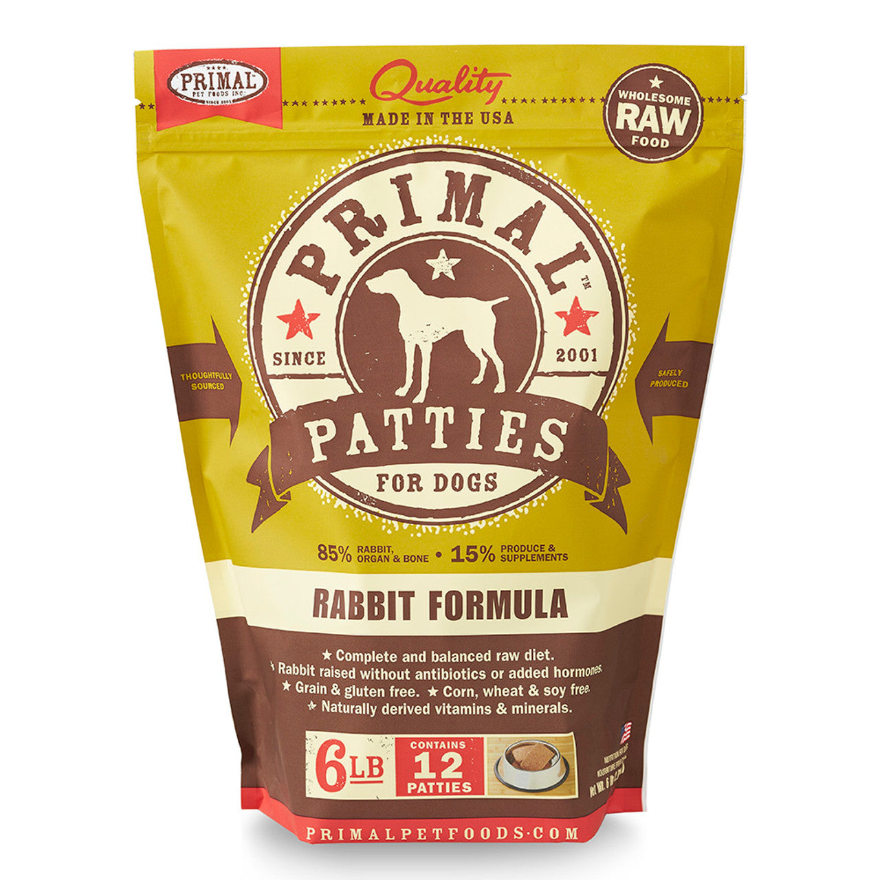 Primal Dog Raw Frozen Grain Free Rabbit Nuggets and Patties