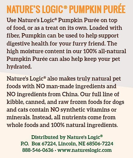 Nature's Logic Pumpkin Puree Food Supplement for Dogs and Cats