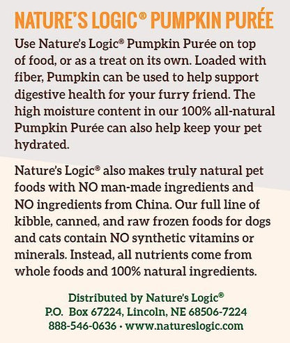 Nature's Logic Pumpkin Puree Food Supplement for Dogs and Cats