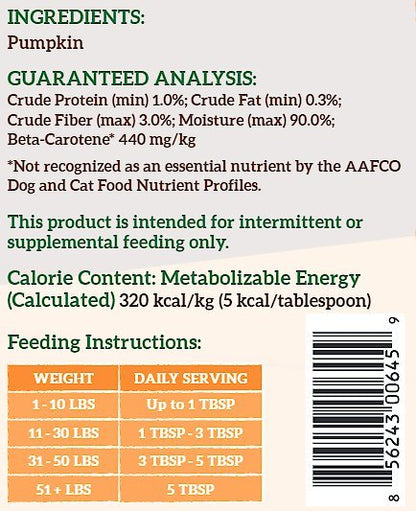 Nature's Logic Pumpkin Puree Food Supplement for Dogs and Cats