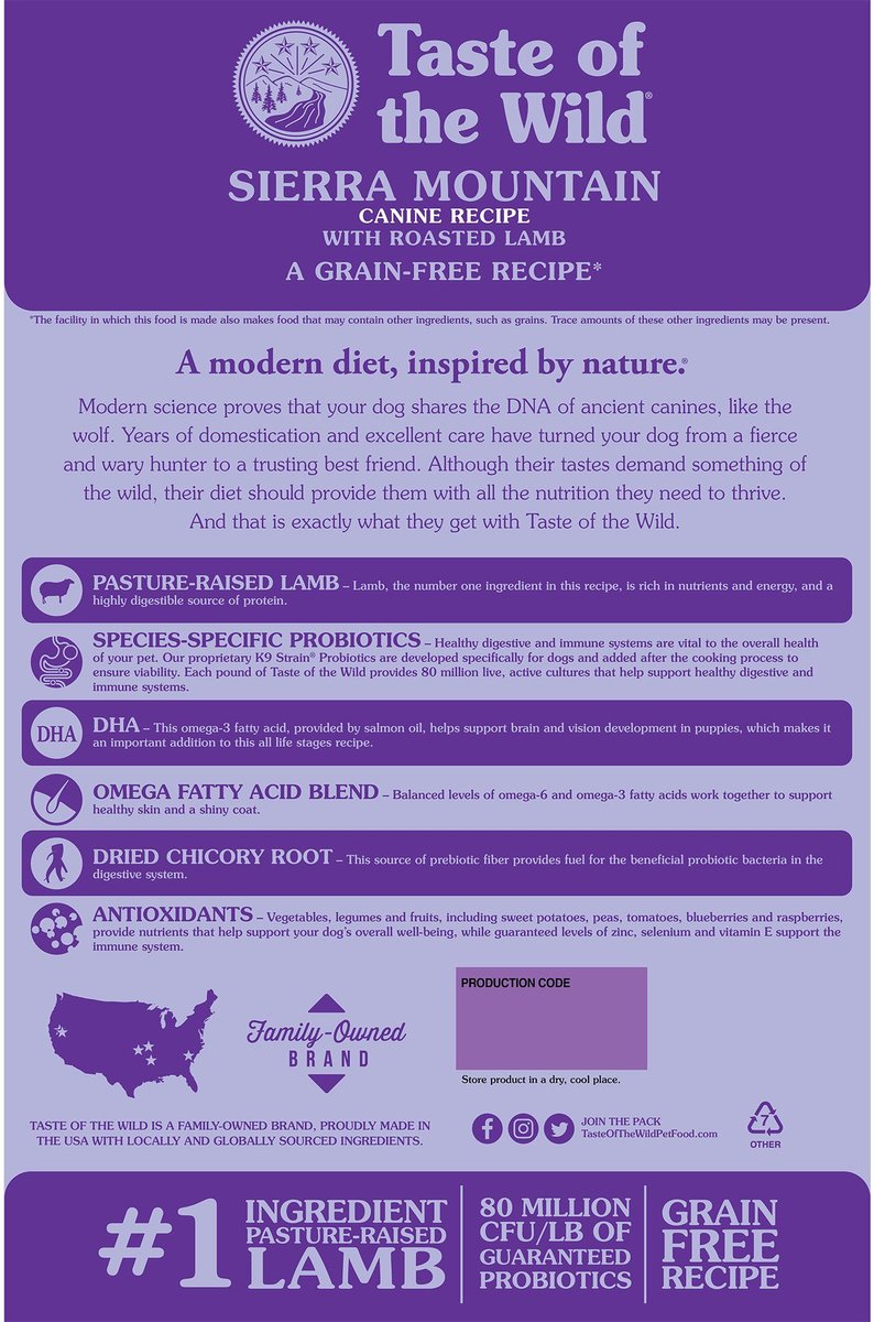 Taste of the Wild Dog Sierra Mountain Grain Free Dry Food