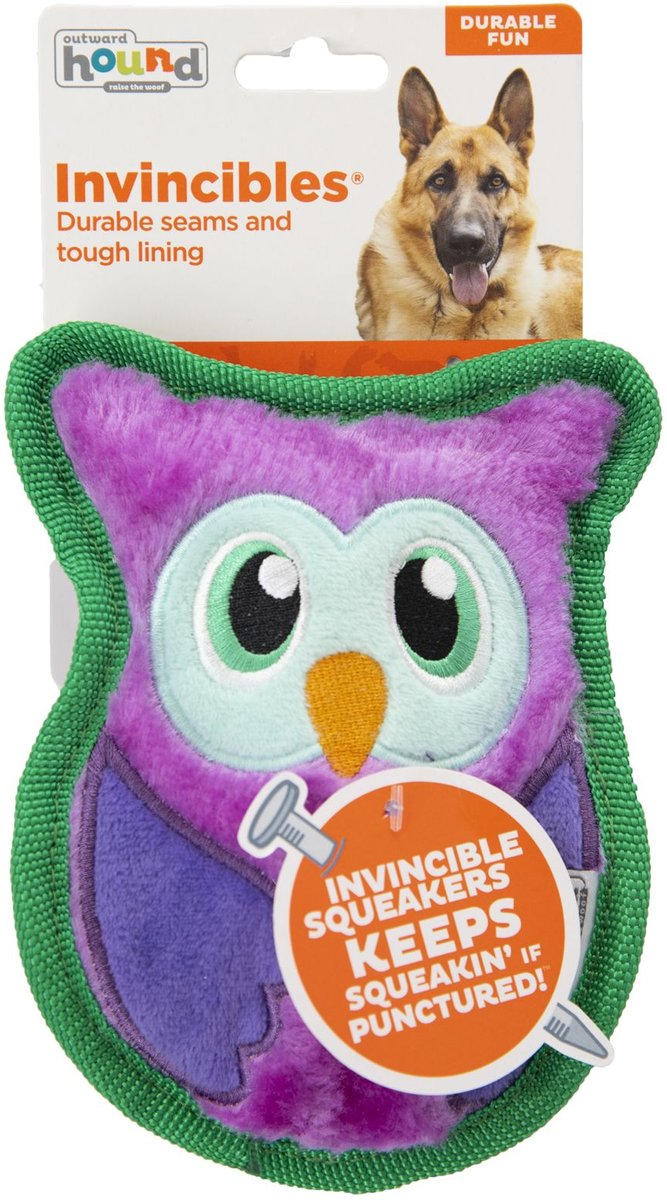 Outward Hound Durablez Owl Tough Plush Dog Toy, Purple, X-Small