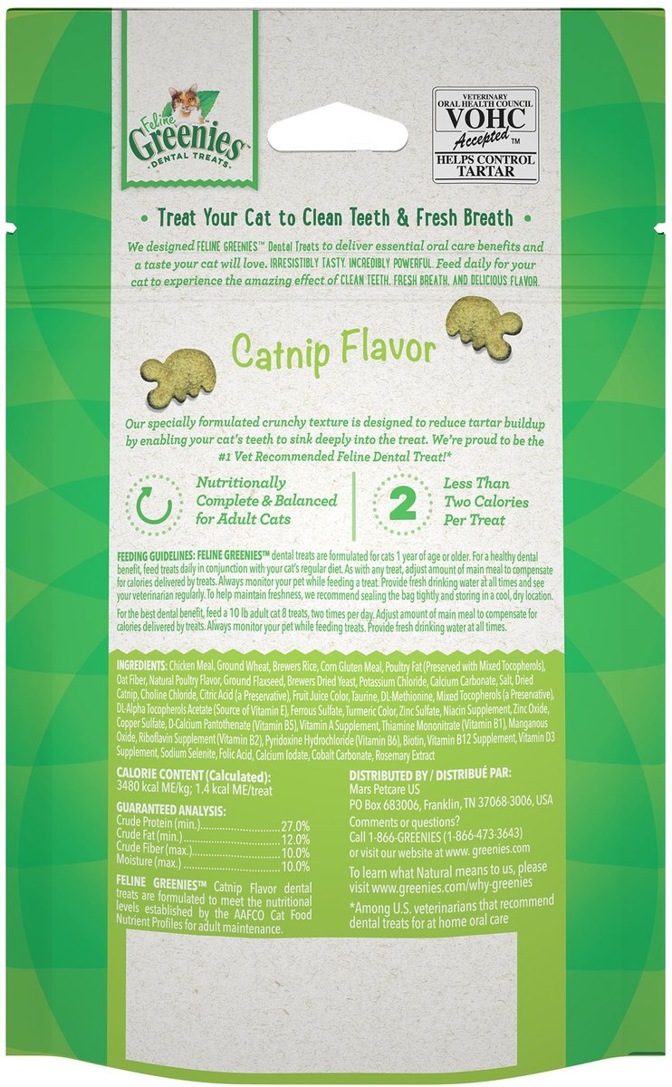 Greenies Feline Catnip Flavor Adult Dental Cat Treats