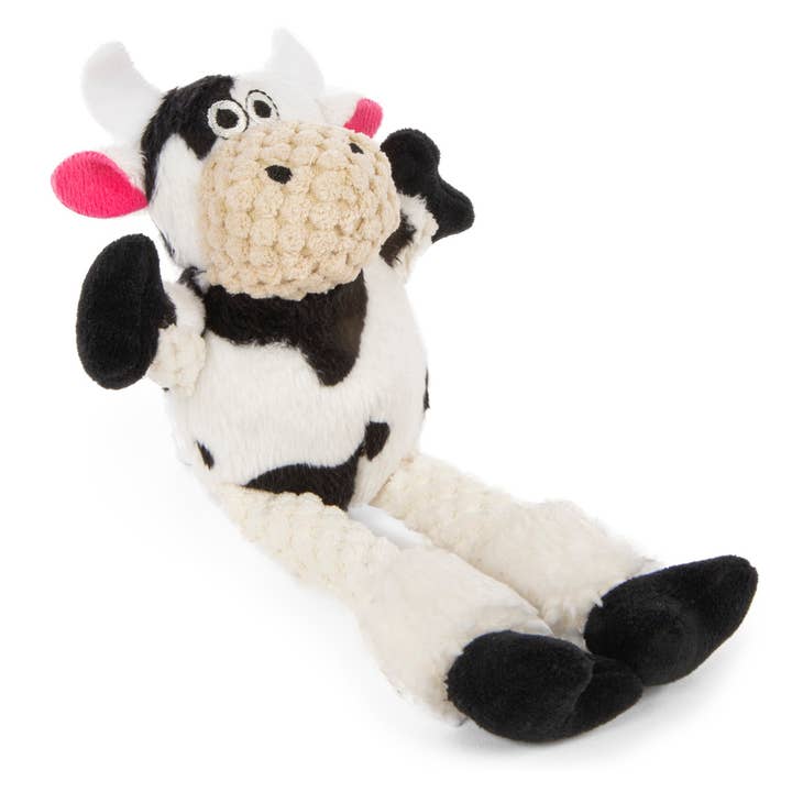 goDog Checkers Just For Me Skinny Cow Plush Dog Toy Mini