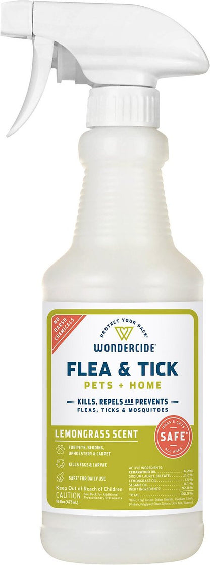 Wondercide Lemongrass and Essential Oils Home, Flea and Tick Spray for Dogs and Cats