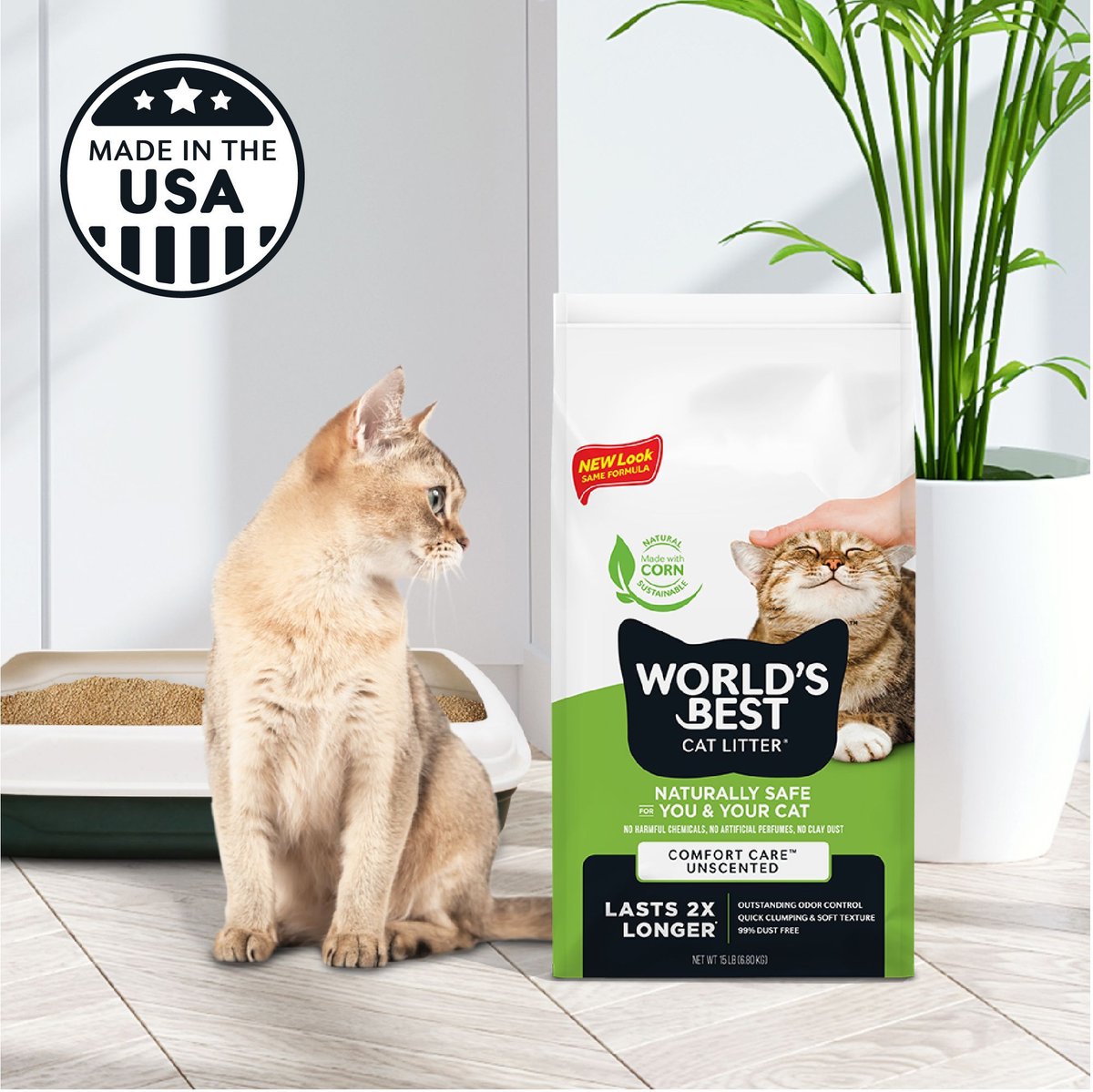 World's Best Comfort Care Unscented Clumping Corn Litter