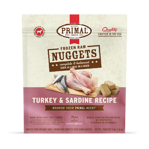 Primal Turkey & Sardine Formula Nuggets Frozen Dog Food