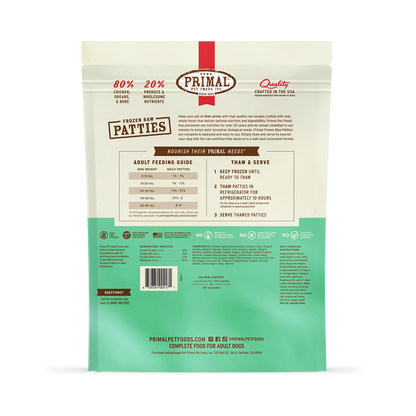 Primal Chicken Formula Patties Frozen Dog Food