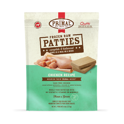 Primal Chicken Formula Patties Frozen Dog Food