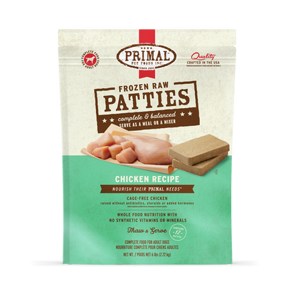 Primal Chicken Formula Patties Frozen Dog Food