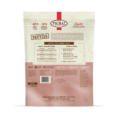 Primal Pork Formula Patties Frozen Dog Food