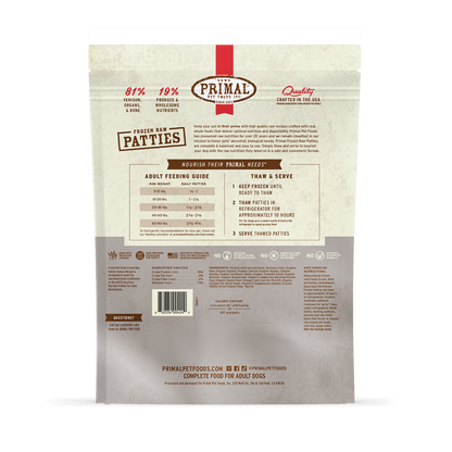 Primal Venison Formula Patties Frozen Dog Food