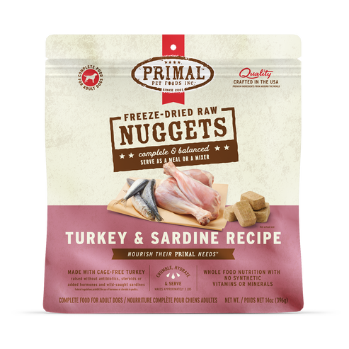 Primal Dog Freeze-Dried Turkey and Sardine Recipe Nuggets