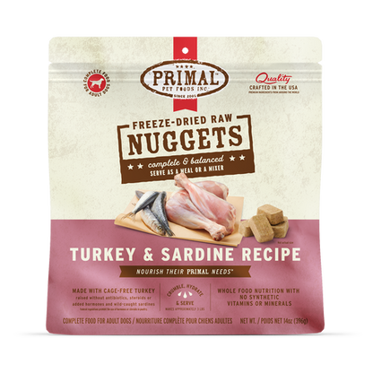 Primal Dog Freeze-Dried Turkey and Sardine Recipe Nuggets